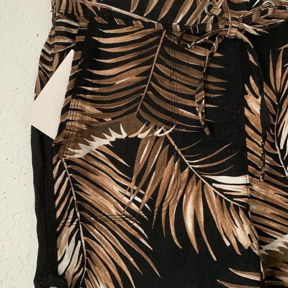 NWT Per Se Women's Black Brown Linen Blend Tropical Shorts Pockets Size S - Picture 8 of 12